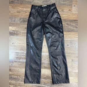 Abercrombie Curve Love Faux Leather ’90s Straight Pants Size 26 2 short